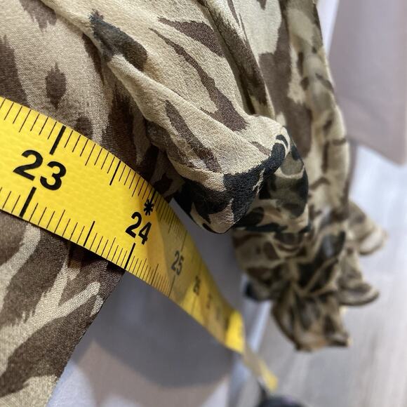 Spenser Jeremy Women's Ruffled Animal Print Silk Blouse Size 20 Flowy Maximalist - Picture 4 of 9